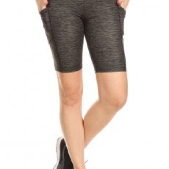 Black and charcoal Biker running spandex Shorts - Picture 6 of 7